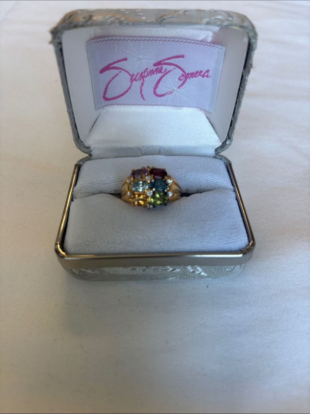 Suzanne Somers Gold Tone Multi-Gem Cluster Ring - Colorful Stones